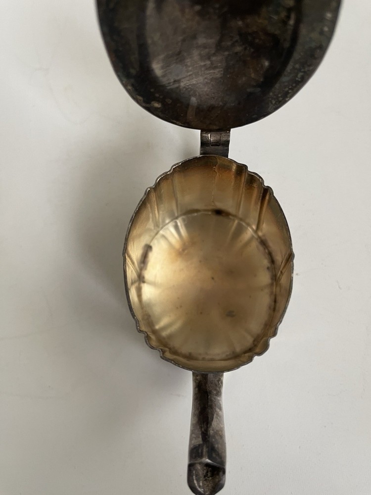 Silverplate Teapot Circa 1800 Black Handle Hinged Lid