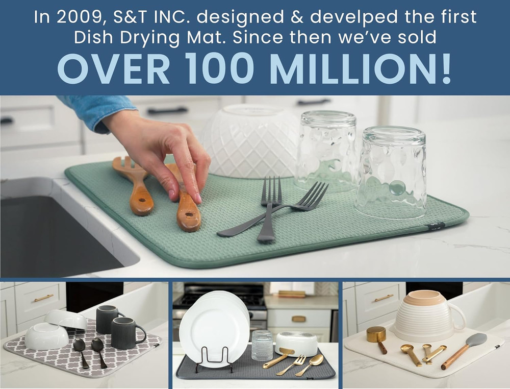 Dish Drying Mat XL, 18” X 24”, Absorbent Microfiber Kitchen Counter Mat, Dish Dr