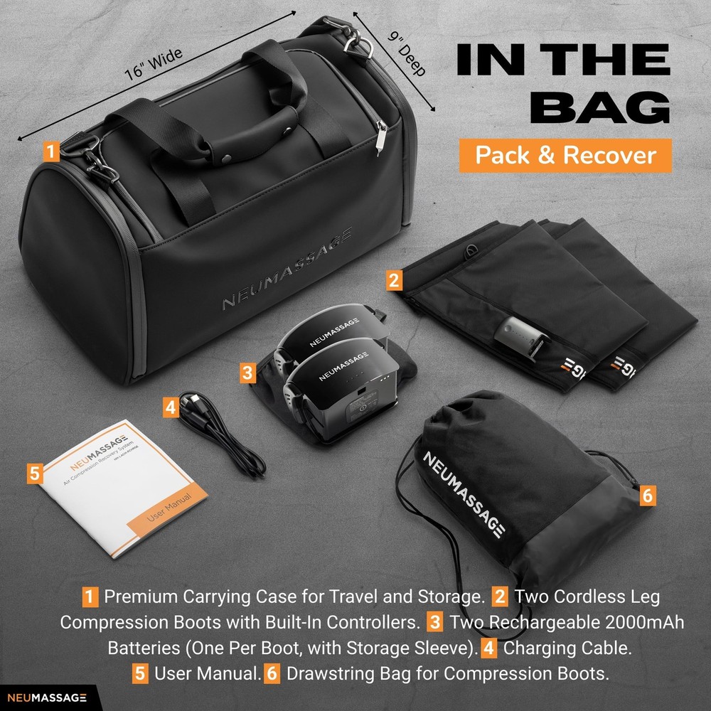 Professional Leg Compression Massager Recovery System | Cordless Rechargeable...