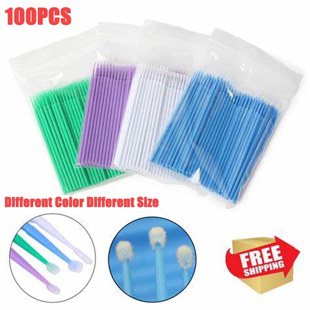 100×Dental Microbrush Disposable Bendable Applicators Tips Micro Brush Cleaning