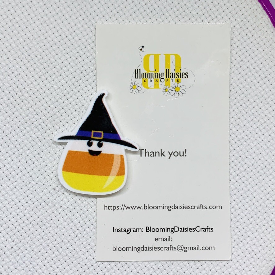 Magnetic Needle Minder Cross Stitch Halloween Candy Corn Fridge Magnet