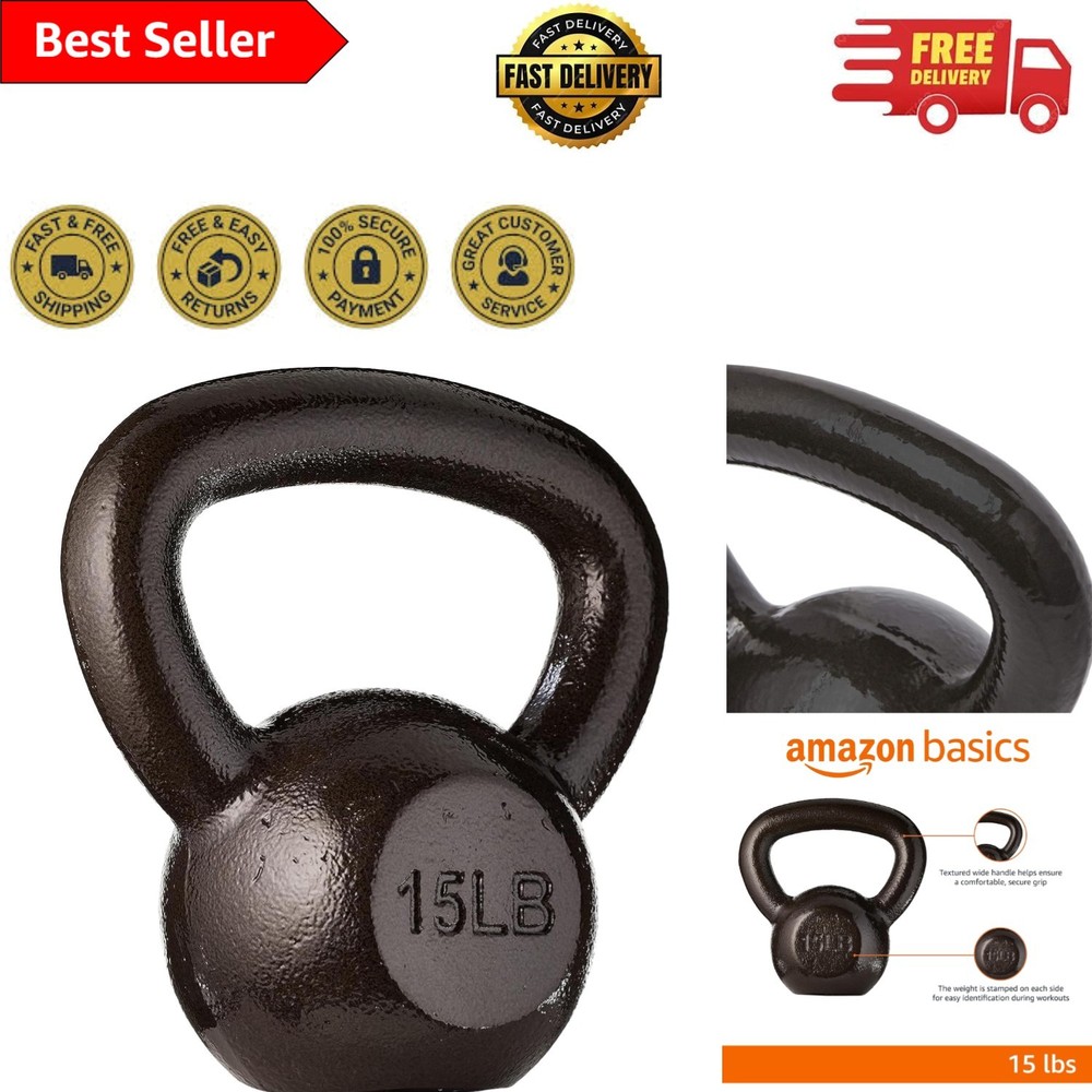 15 lb Cast Iron Kettlebell: Durable Design for Strength Training Excellence