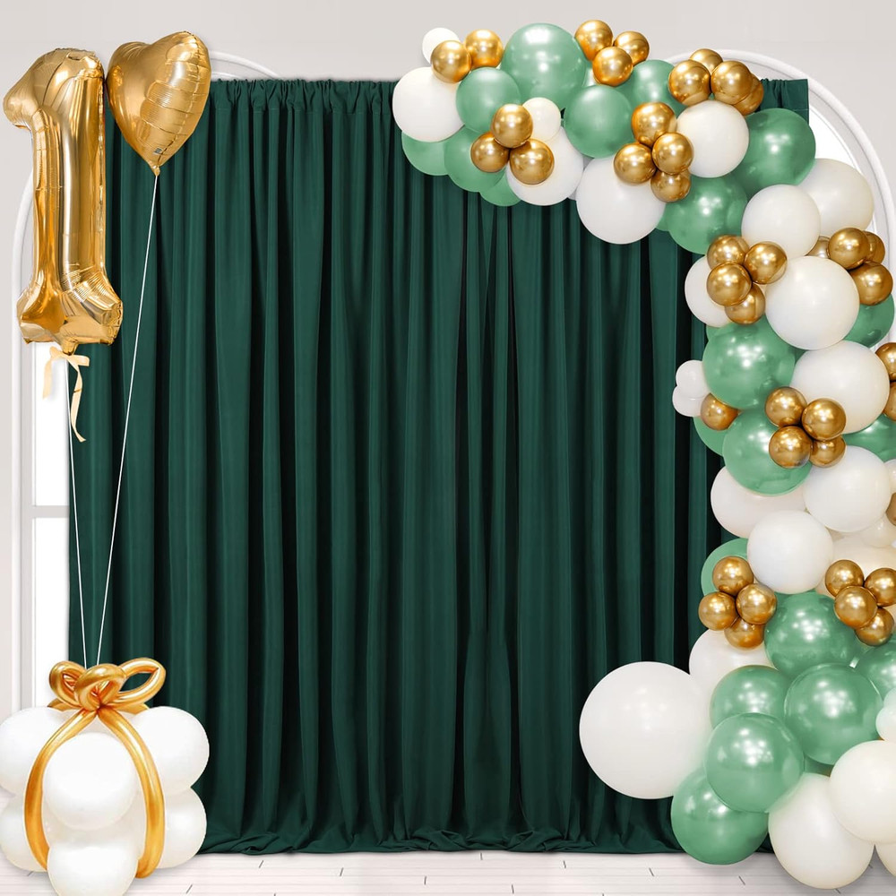 Green Backdrop Curtain for Parties Polyester Backdrops Photo Drape 10Ftx8Ft Outd