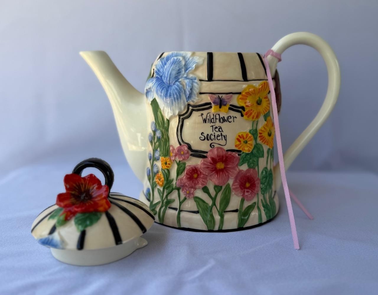 Blue Sky Clayworks Heather Goldminc Wildflower Tea Society Ceramic Tea Pot New