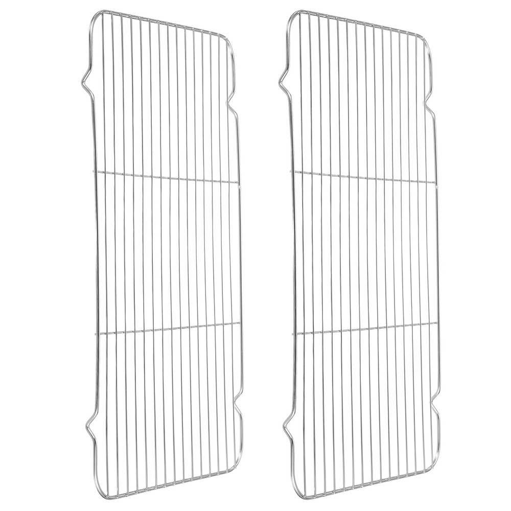 2pcs Rectangle Rack, 17.7" x 9.8" Stainless Steel Wire Cookie Rack, Silver