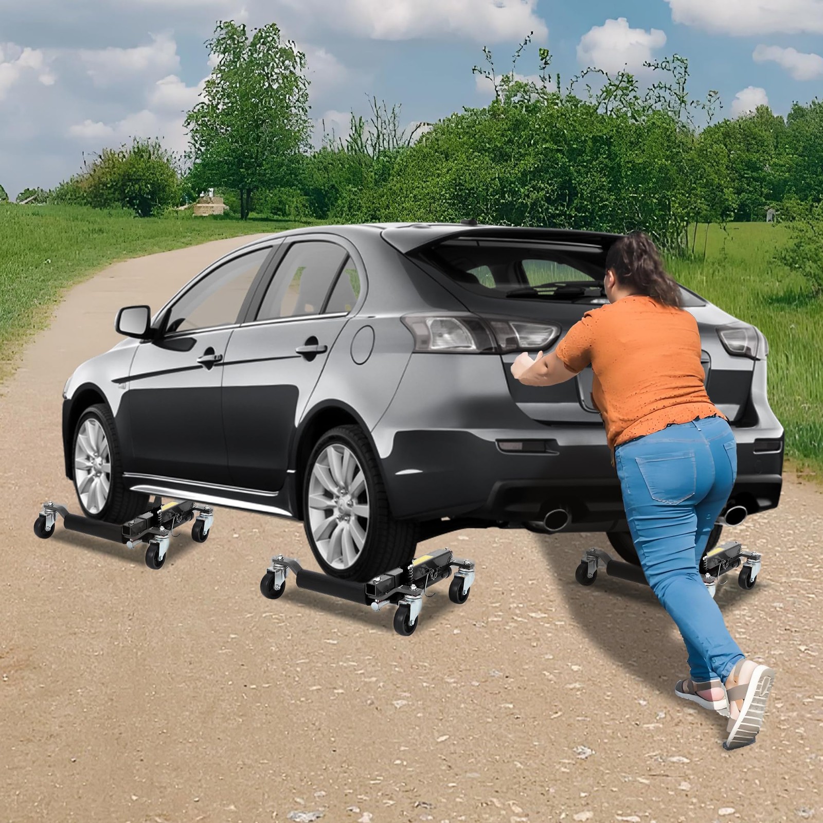 Hydraulic Car Wheel Dolly Jack Set of 4 Heavy 1500LBS Vehicle Skates Positioning