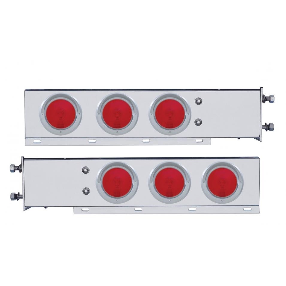 3 3/4" Bolt Pattern Stainless Spring Loaded Light Bar w/ Six 4" Light & Visor