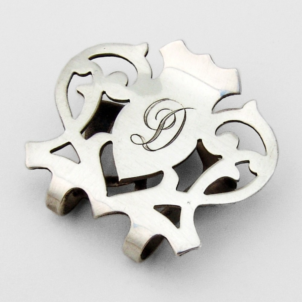 Cutwork Napkin Clip Lunt Sterling Silver Mono D