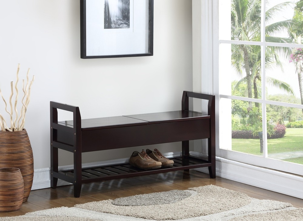 Storage Shoe Bench with Cushioned Seat, Entryway Organizer Bench