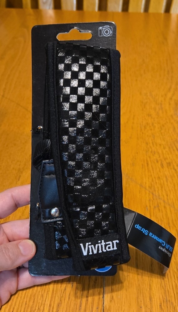 Vivitar SLR Camera strap black checkered new