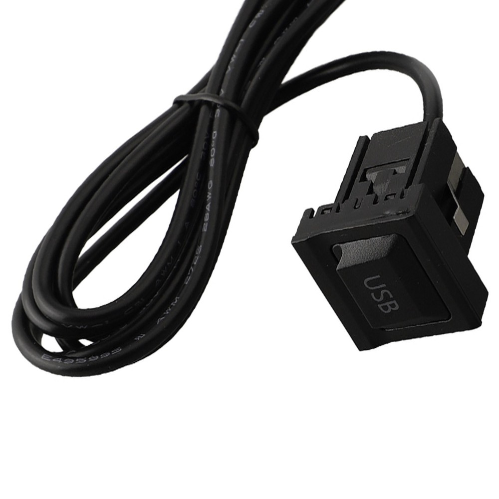 Black Car Dash Flush Mount USB Port Panel with Dual Extension Adapter Cable