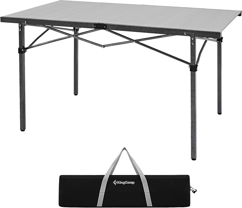 Aluminum Camping Table Foldable Large 53.5" Roll Up Camp Table Folding Seamless