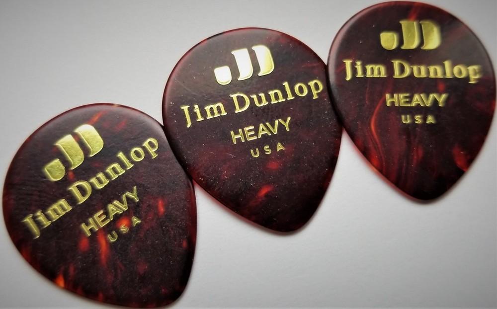 Dunlop 485P05MD Genuine Celluloid Tear Drop, 3 Picks Brown Heavy