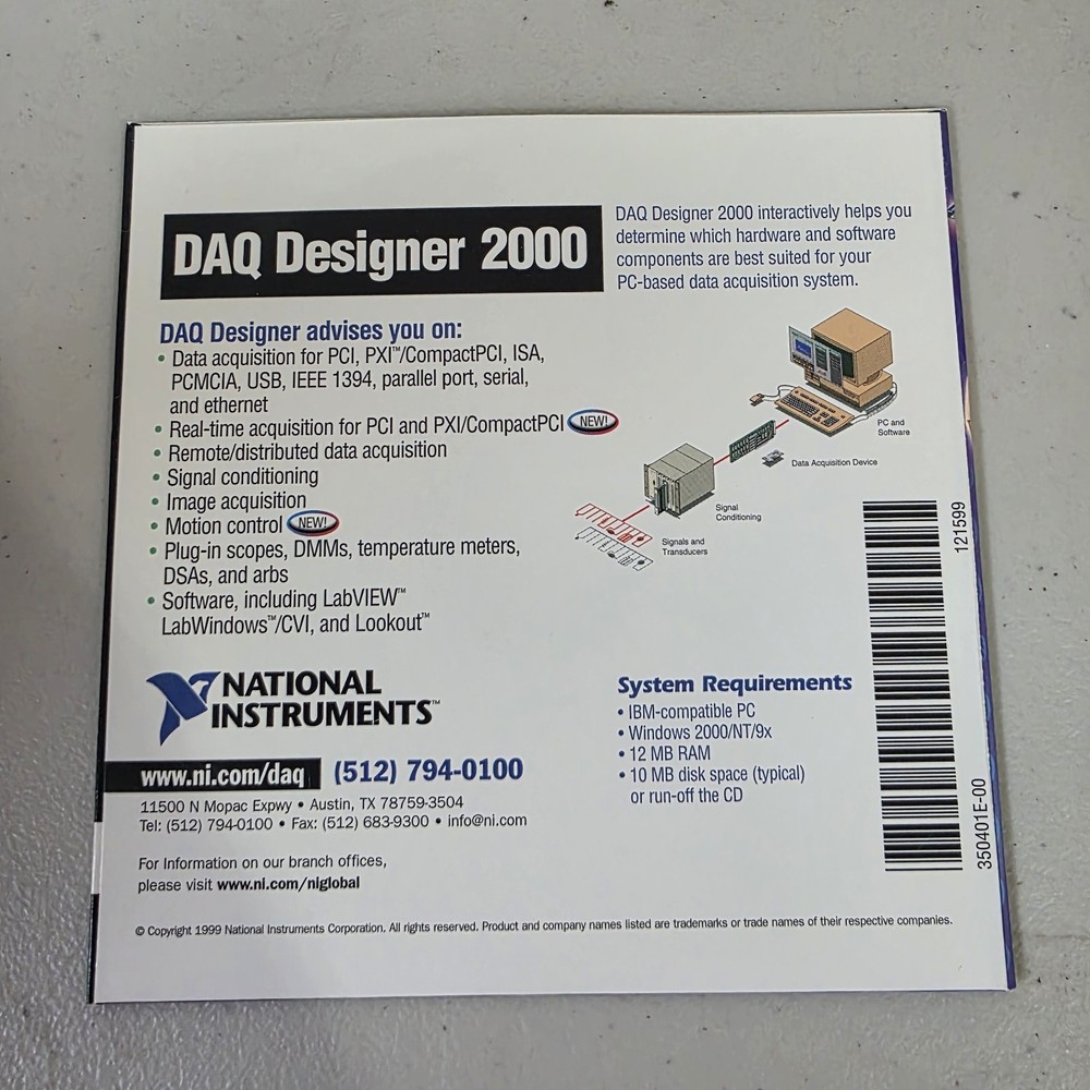 NI National Instruments Labview DAQ Designer 2000 Software Disk Only