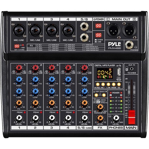 Pyle PMX466 Professional Bluetooth DJ Audio Mixer (Open Box)