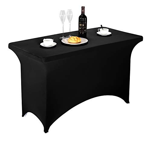 Spandex Fitted Stretch Table Cover for 4ft or 48" x 30" (Rectangular) Black