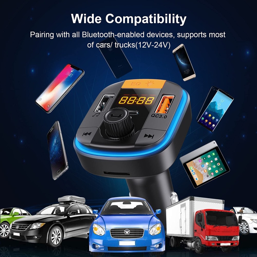 Bluetooth FM Transmitter Radio Receiver Music MP3 Player Car Charger