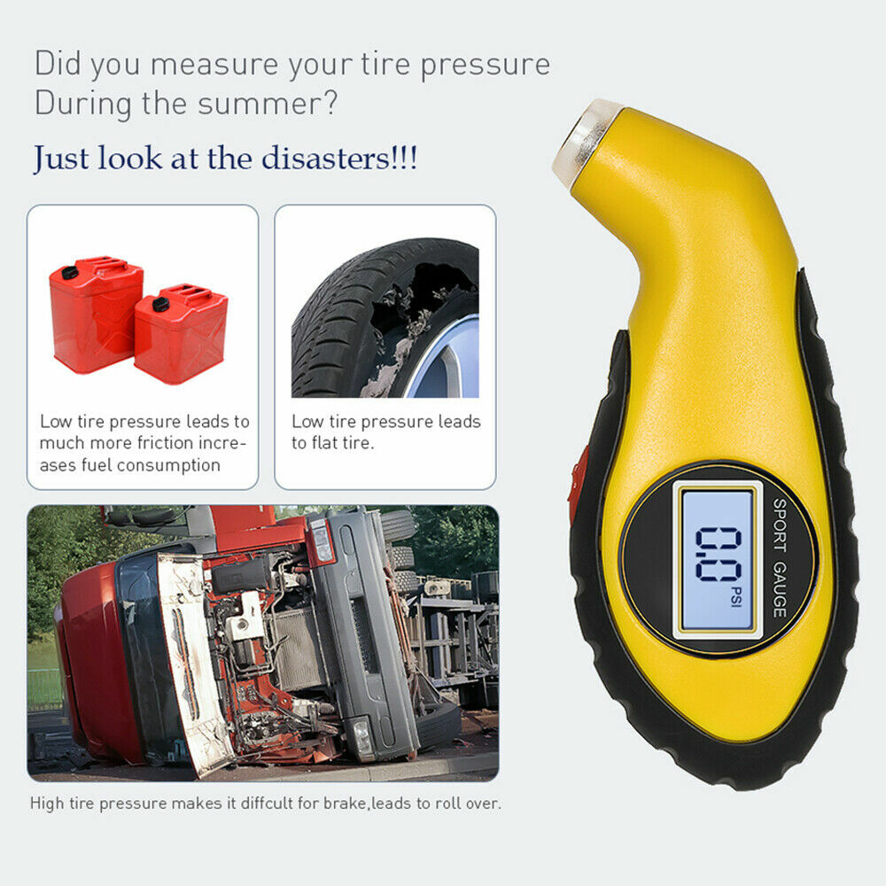 Tire Gauge Handy LCD Digital Air Pressure Gauge For Car Motorcycle Bicycle PSI