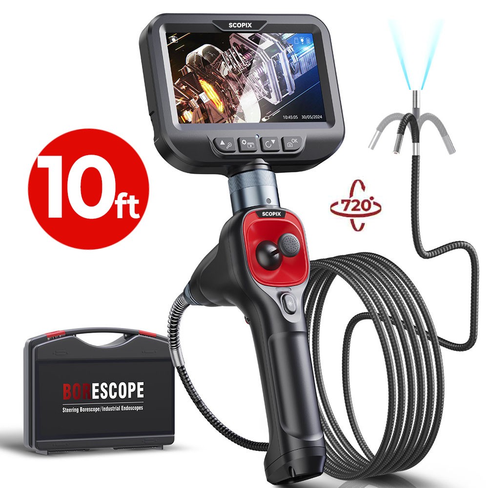 10ft/5ft Ralcam Articulating Borescope Camera 360° Joystick Endoscope Semi Rigid