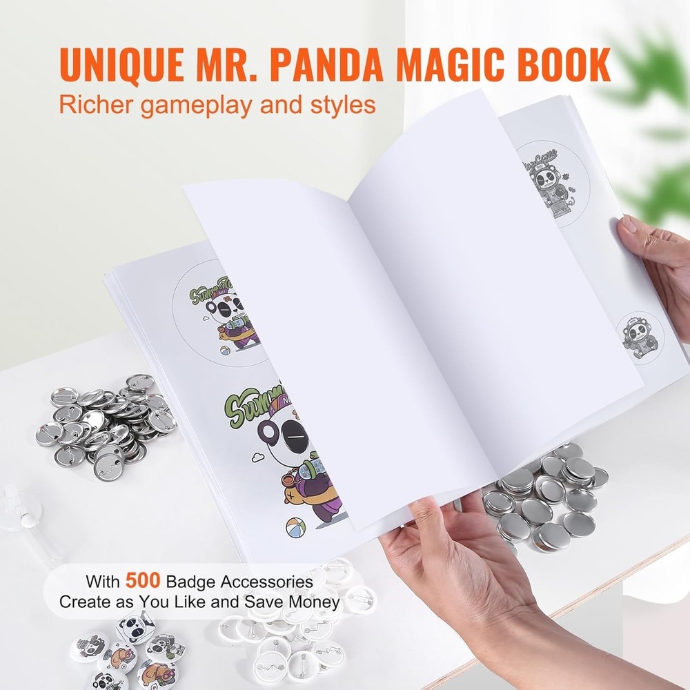 Button Maker Machine - Complete DIY Kit with Panda Magic Book, 1.25'' Size, B...