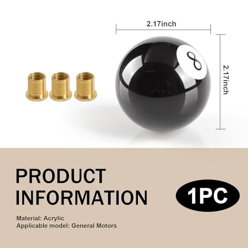 1 PC 8 Ball Shift Knob, Acrylic Gear Billiard Shifter Knobs, Round Shape Pool