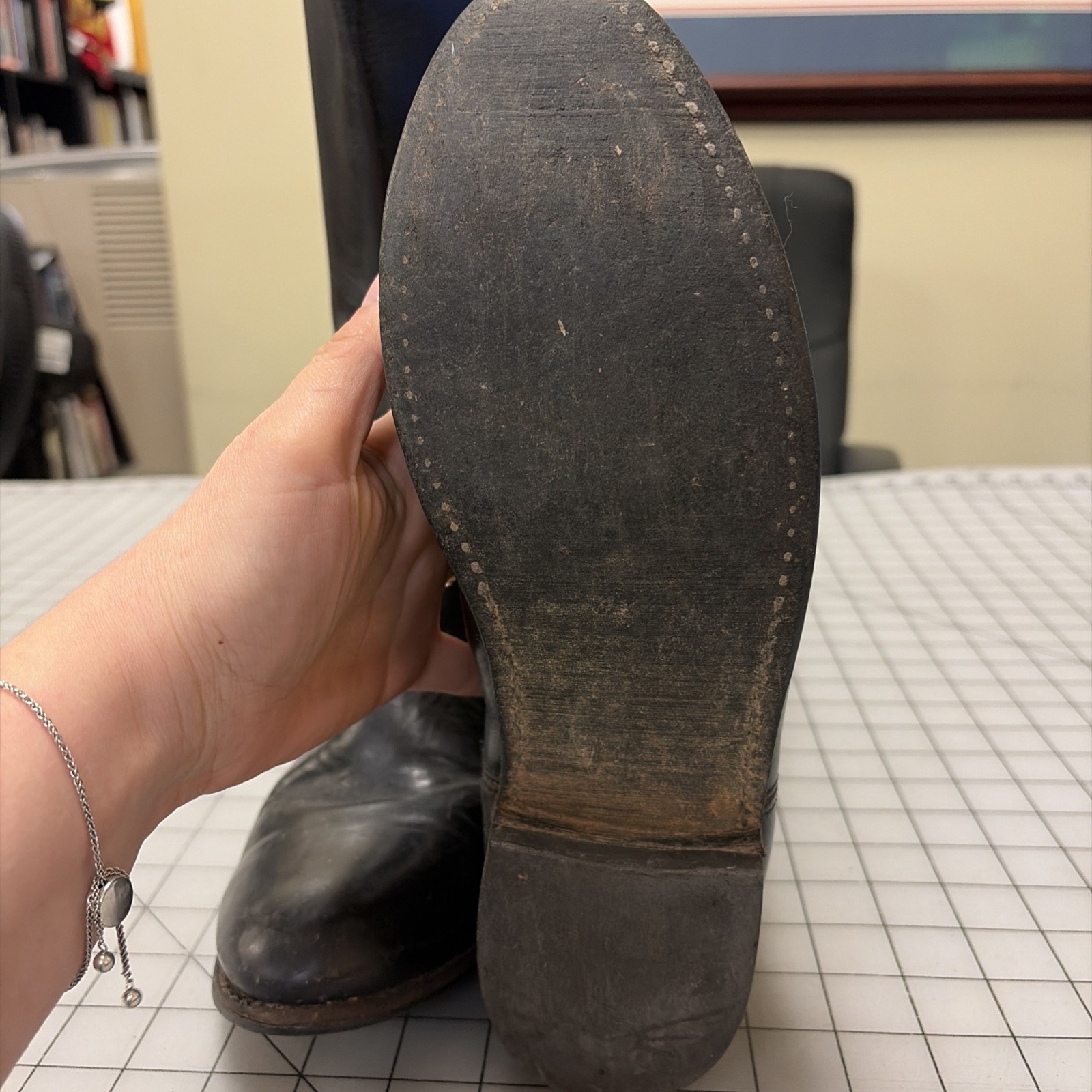 'Effingham' Brand Black Leather Tall Riding Boots, Made in USA - SIZE 8 1/2