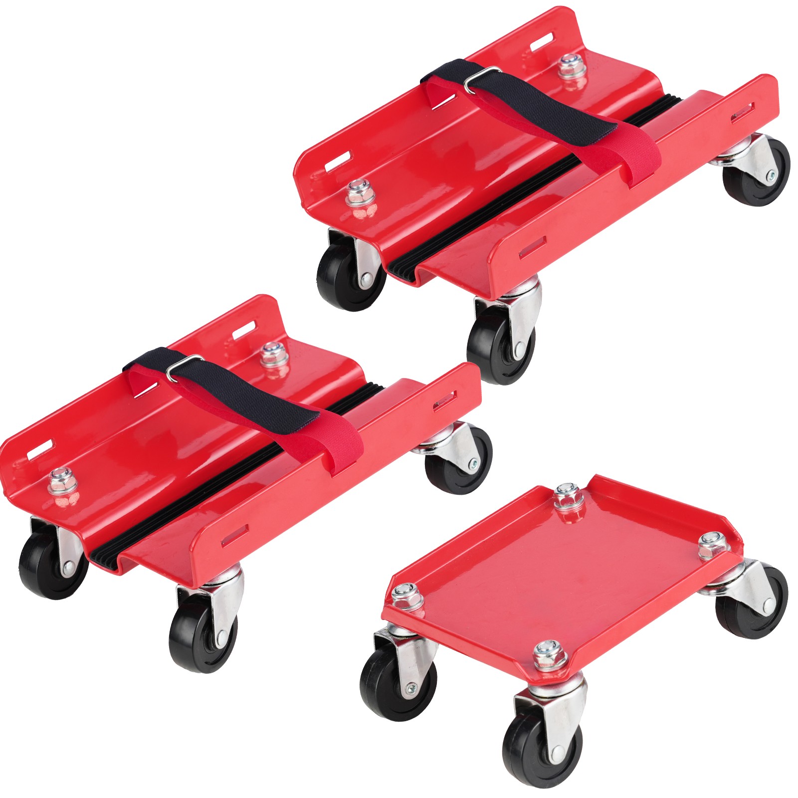 3x Snowmobile Dolly Set Max Supporting 1500Lbs Heavy Duty Straps RED
