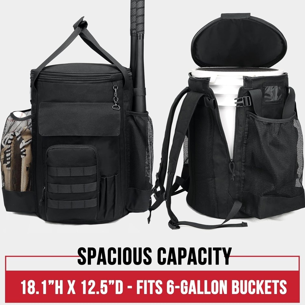 Baseball Bucket Bag Backpack Coaches Gallon Buket Coaching Accessories Multiple