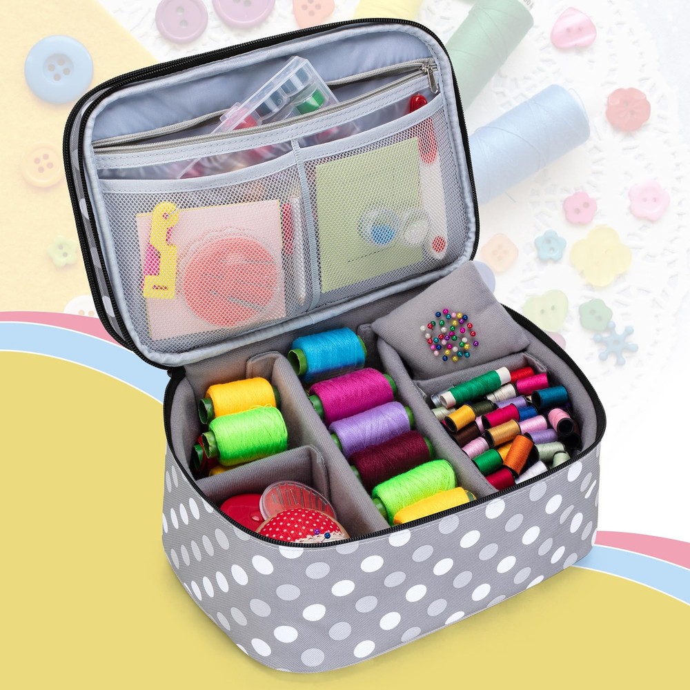 Double-Layer Sewing Accessories Organizer, Sewing Supplies Organizer for Need...