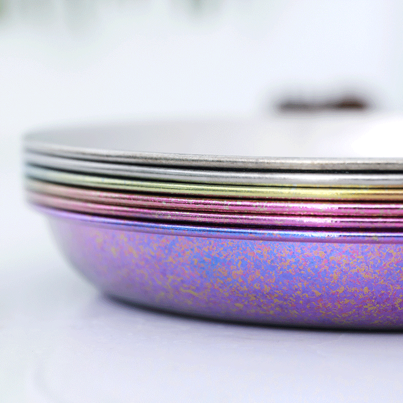 Pure Titanium Single Wall Plate Round Dinner Dish Pan Outdoor Camping Tableware