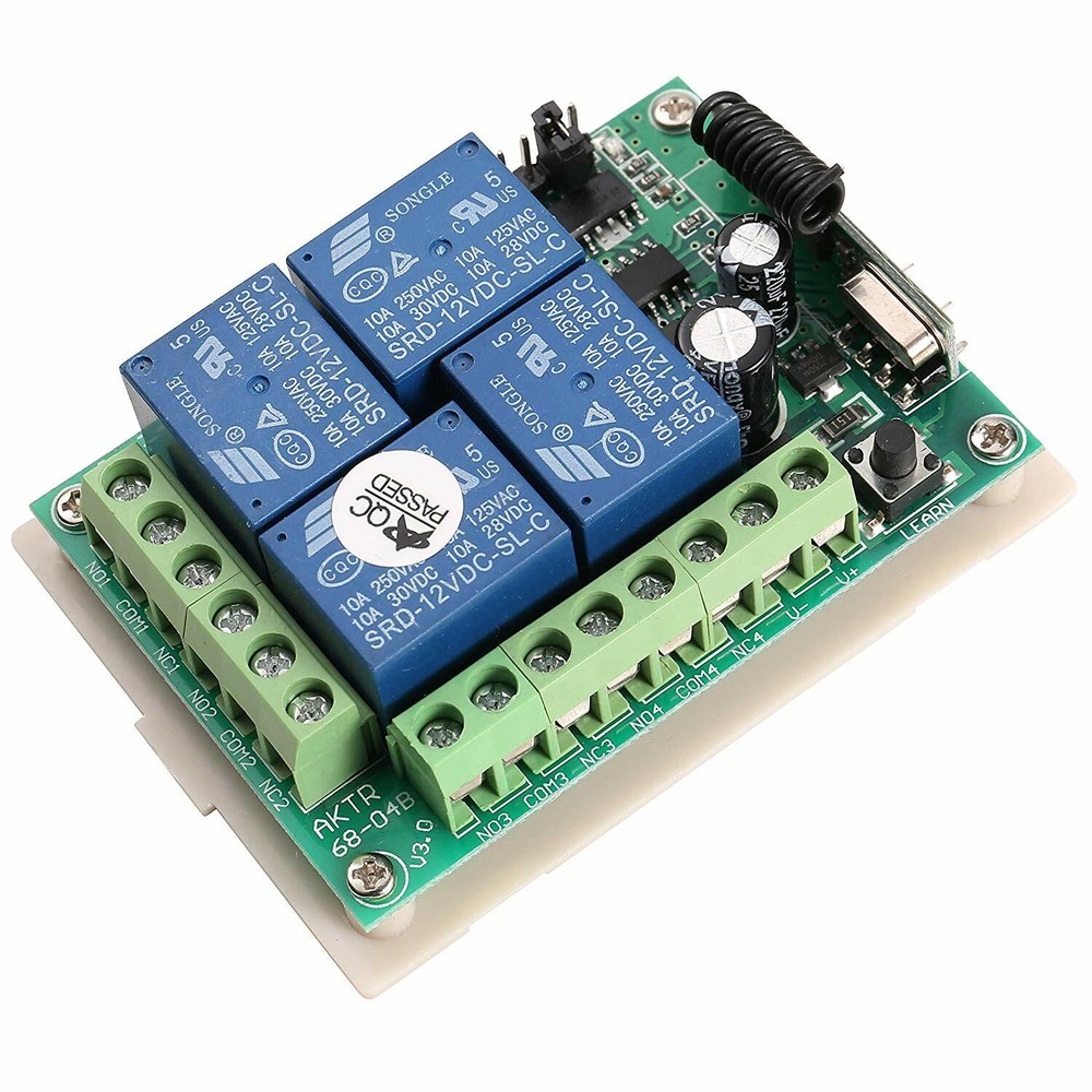 Wireless DC12V 4-Channel Remote Control Receiver Switch with Transmitters