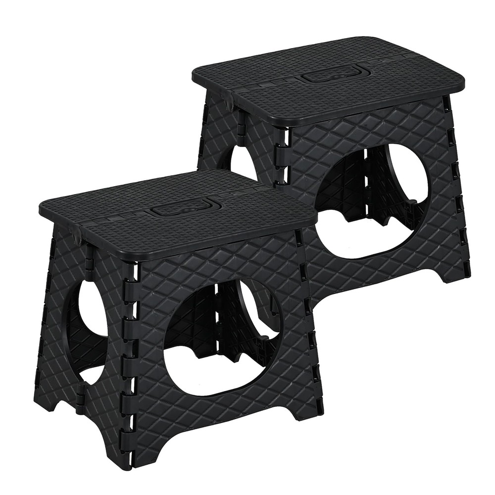 Folding Step Stool, 10 inch Non-Slip Foldable Stools, Step Stool with Handle,...