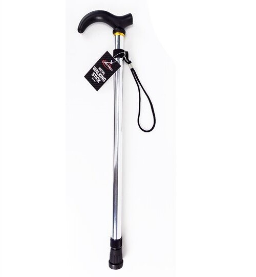 1 Walking Stick Metal Cane 6 Adjustable Heights 29" To 36" Silver 7 oz (No Box)