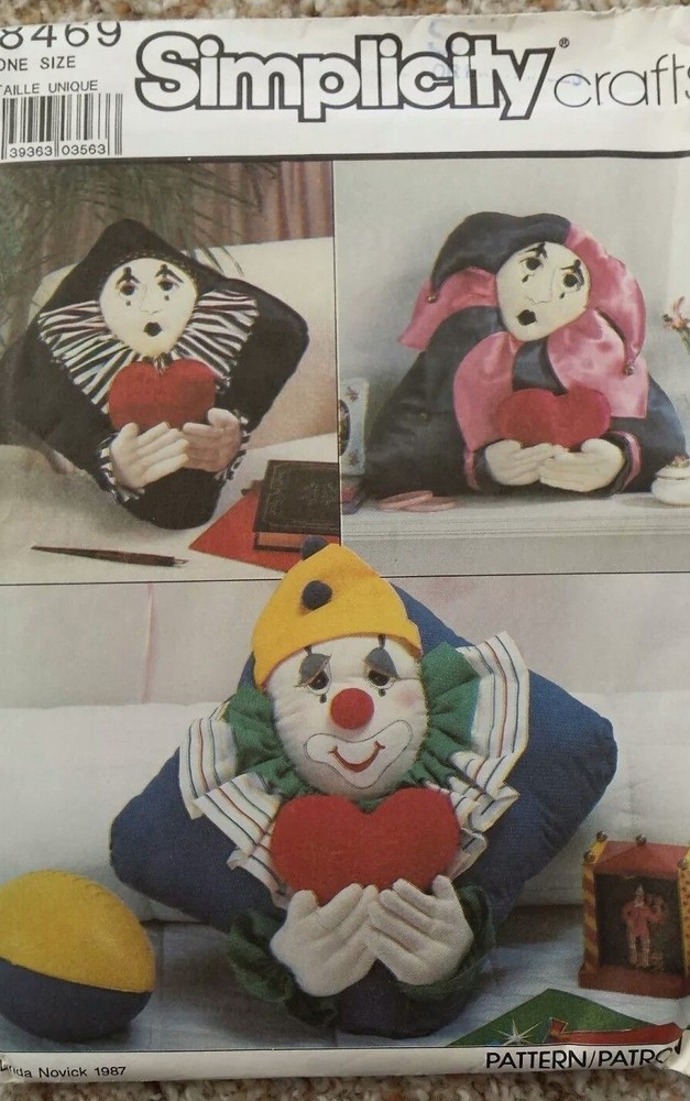Simplicity Clown Pillow Sewing Pattern 8469 From 1987