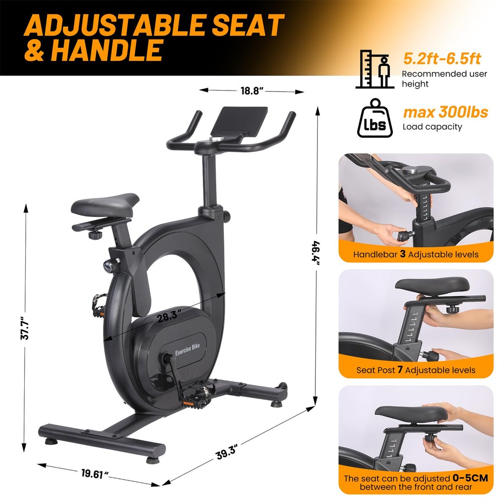 Exercise Bike Electromagnetic Control Adjustable Handlebars Seat for Home Cardio