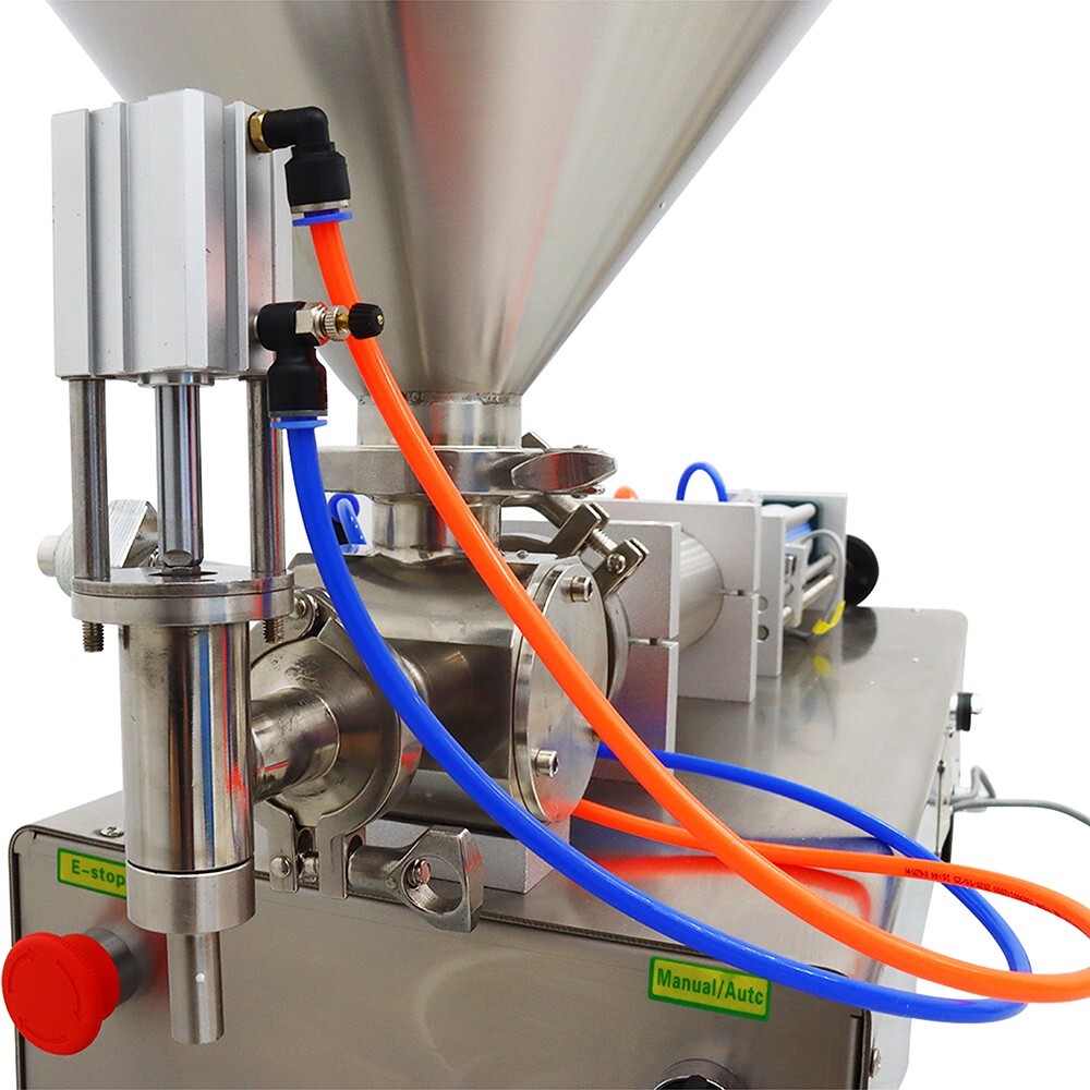 Pneumatic Paste Liquid Filling Machine One Nozzle 100-1000ml with Mixing Hopper