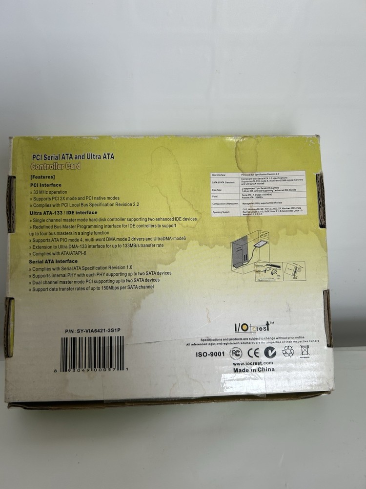 IOCREST PCI Serial ATA and Ultra ATA Controller Card