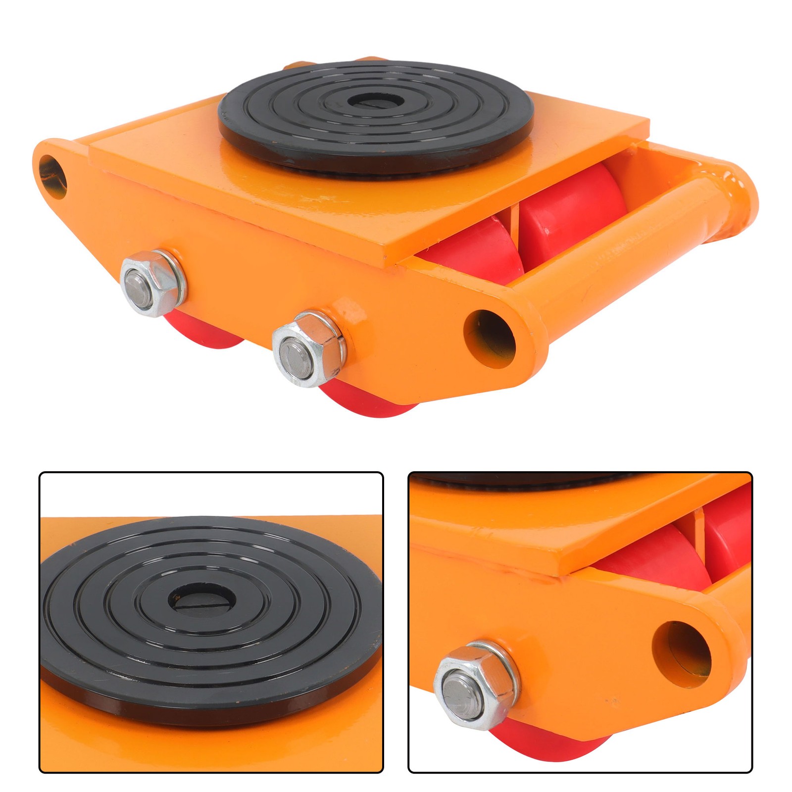4 Pcs Machinery Skates Dolly With Handle 360° Rotation 6T/13200Lbs Heavy Duty