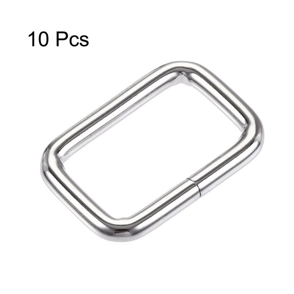 Metal Rectangle Ring Buckles 33x19mm Silver Tone 10pcs