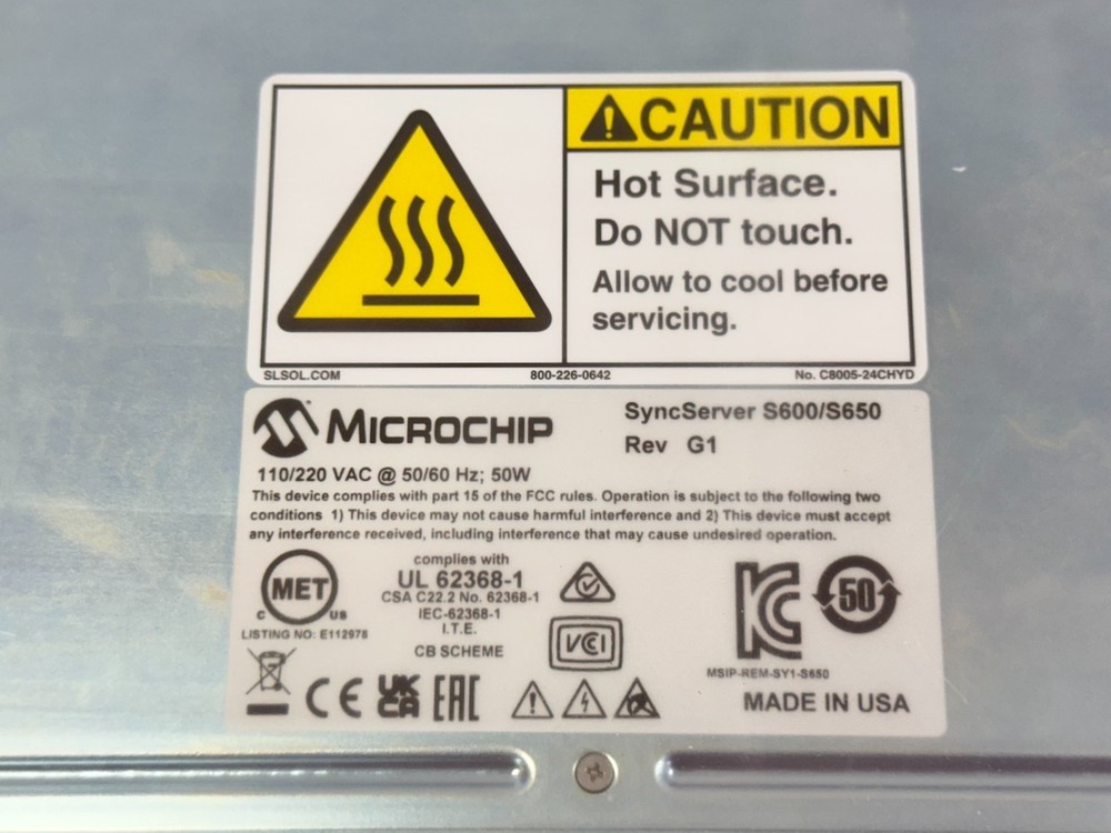 MICROCHIP Microsemi SyncServer S600/S650 Time Srvr 090-15200-600 FREE SHIP 🚚