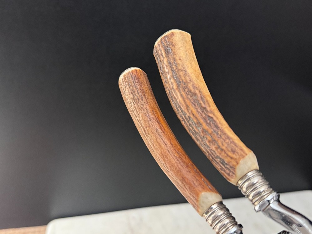 Custom German Stainless Kitchen Poultry Shears Stag Handle, Fork Tip, Take-Apart