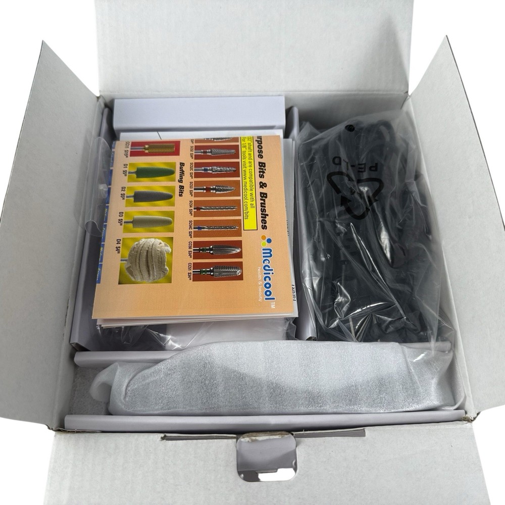 Medicool Pro Power 520 Nail Drill w/#2 Bit Kit & 2 Extra Bits In Case - NEW
