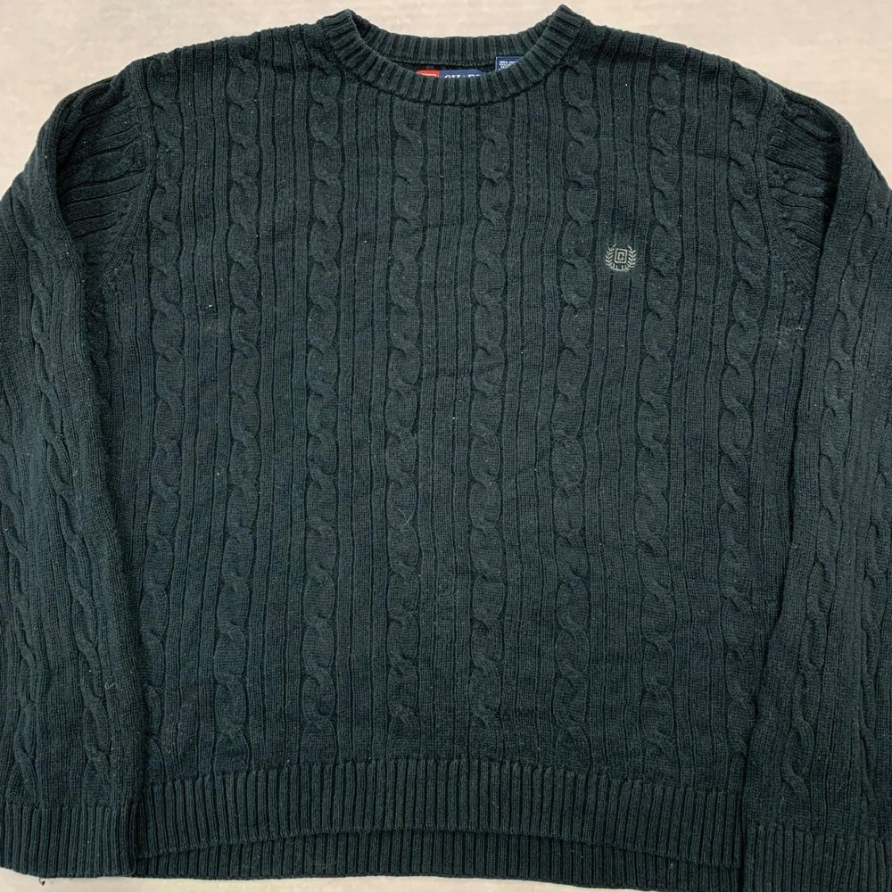 Vintage Chaps Knitted Jumper cable knit patterned pullover chunky sweater with