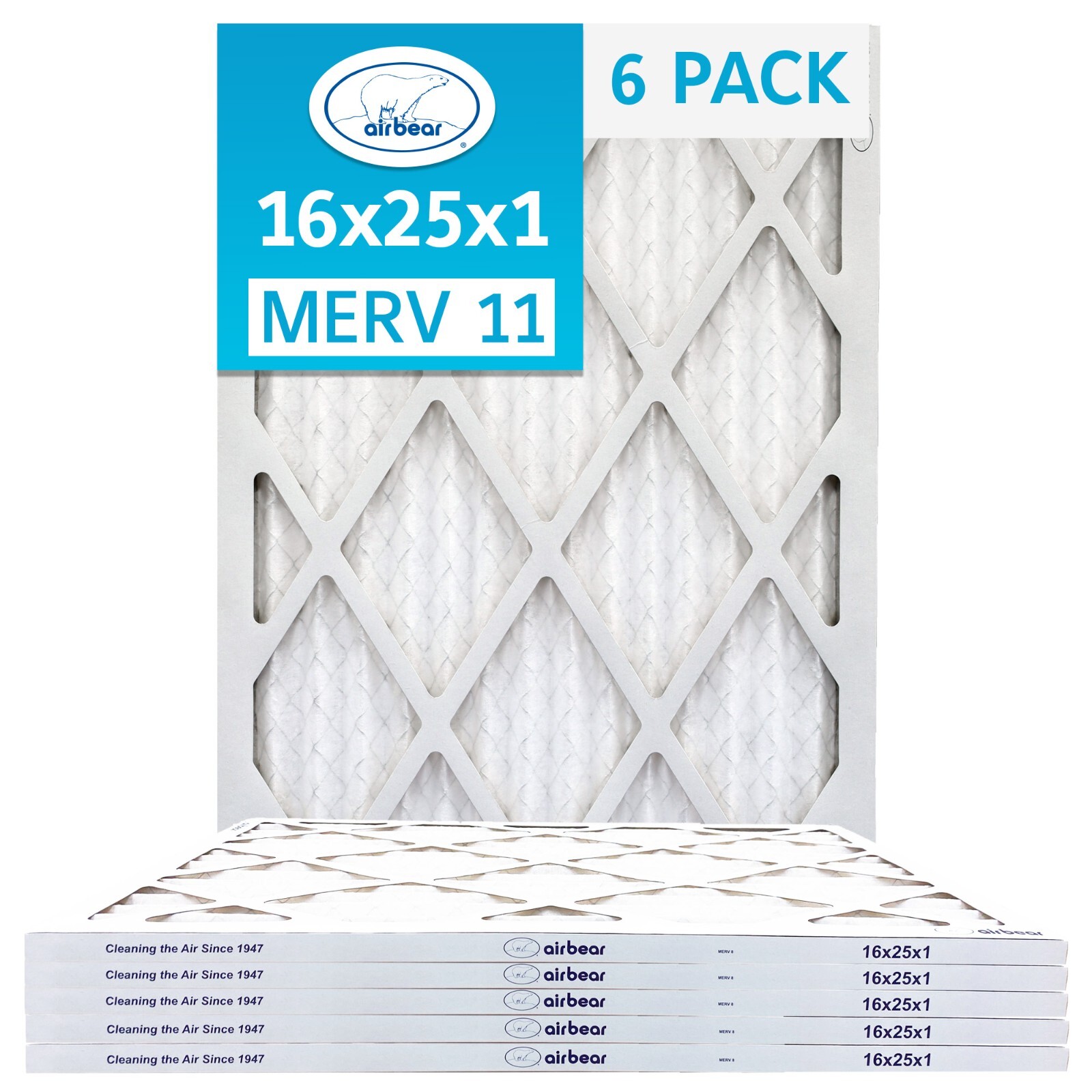 Trion T11-16251-6P - 16" x 25" x 1" Pleated Air Filter (6-Pack), MERV 11