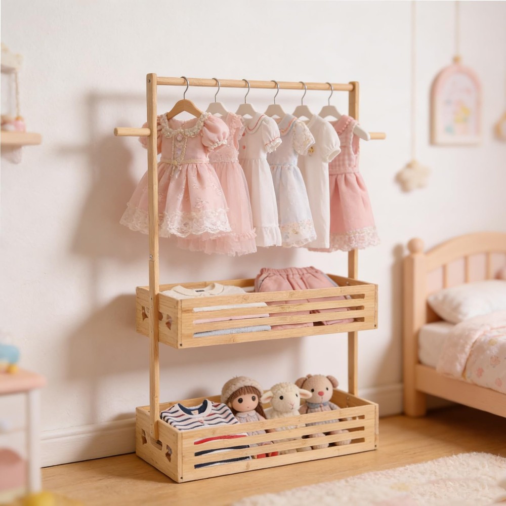 Extra Large Clothing Rack for , Pet Clothes Rack with Double Storage Baskets ...