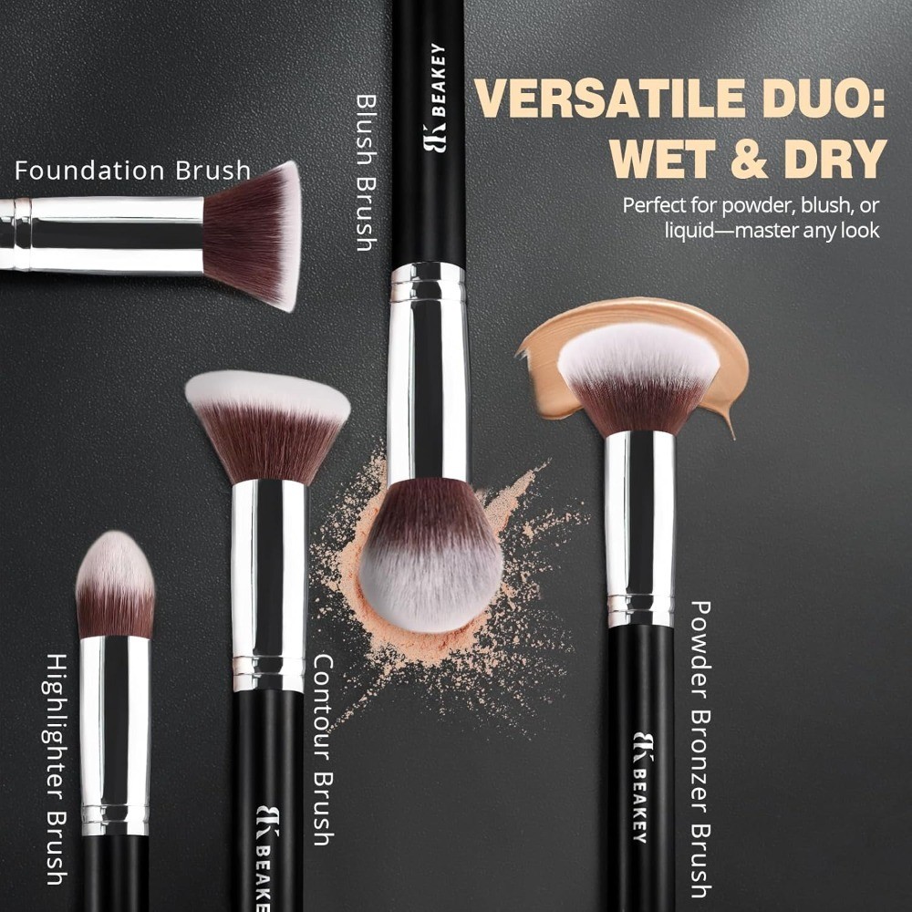 Makeup Brushes Set with 2 Blender Sponge Professional Foundation Eyeshadow