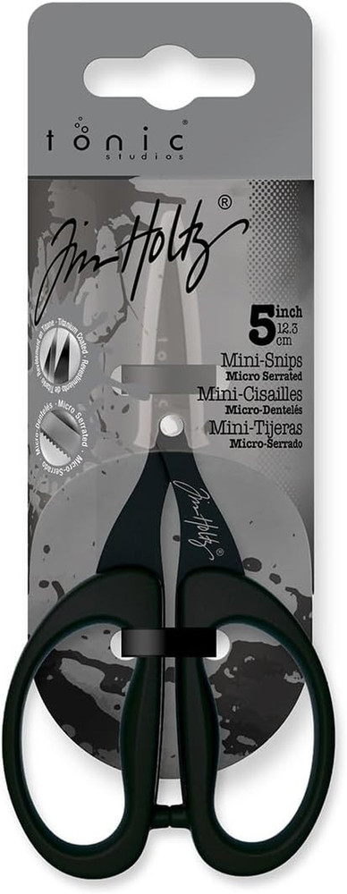 Tim Holtz Small Scissors - 5 Inch Mini Snips with Micro Serrated Blade - Craf...