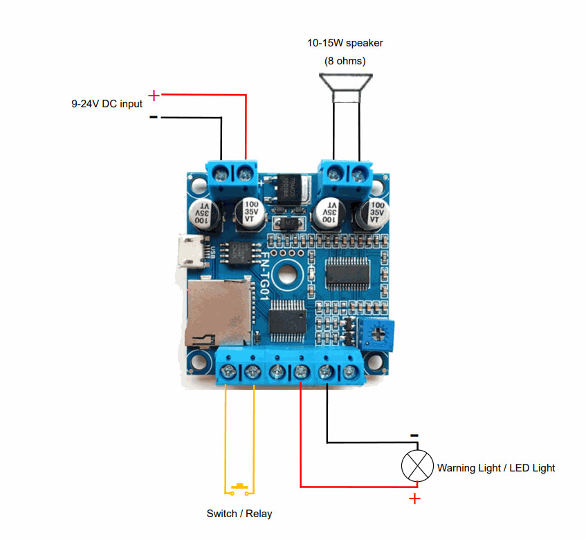 FN-TG01-TB ] Motion Sensor or Switch Activated MP3 Sound Module With Load Output