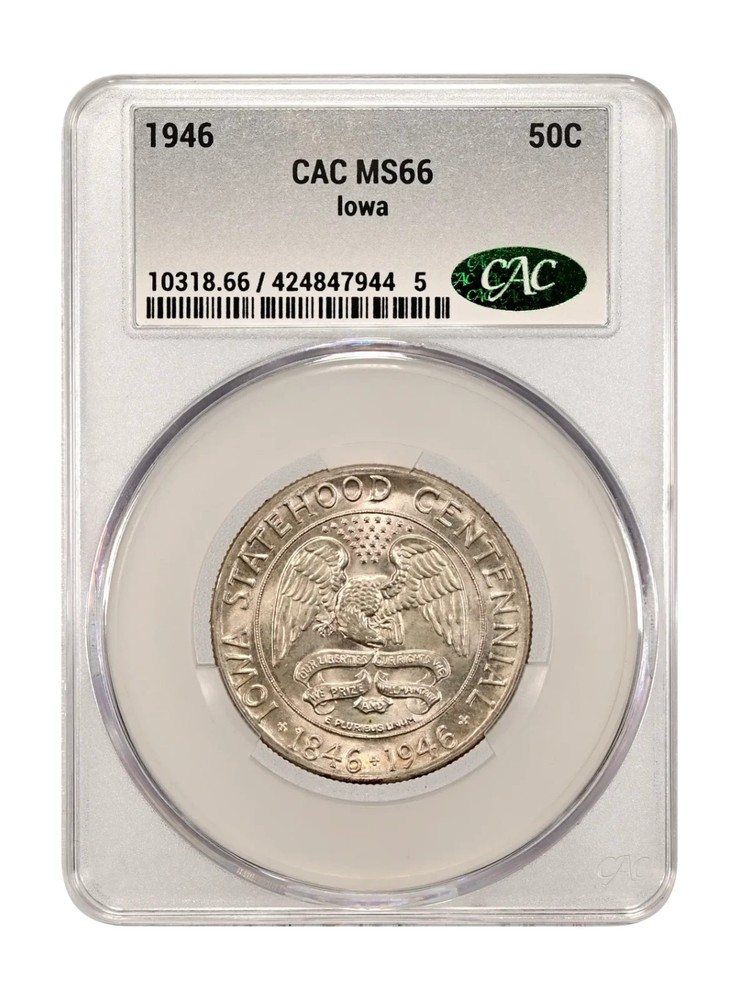 1946 Iowa Commemorative Half Dollar CAC MS66