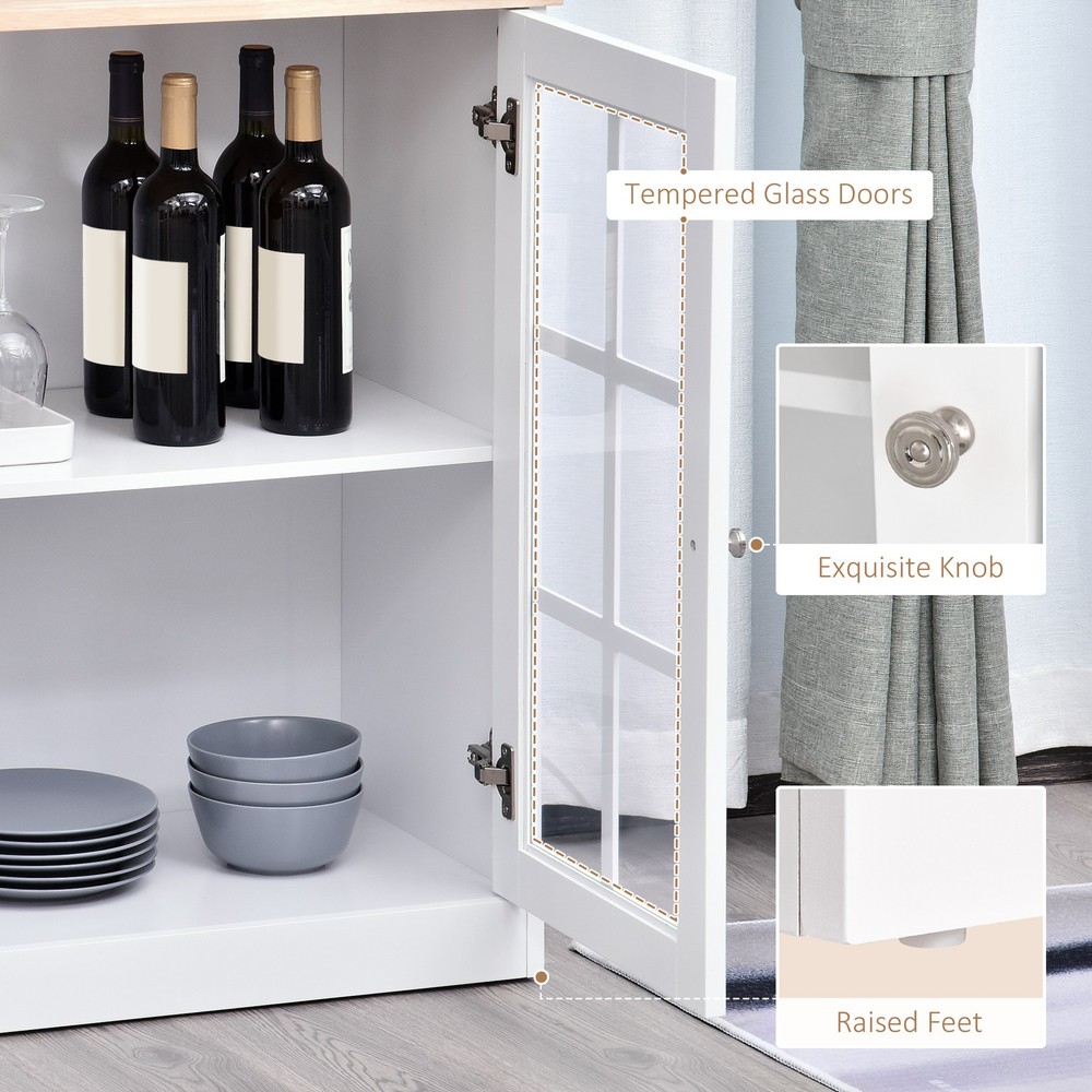 Kitchen Storage Cabinet Sideboard White and Oak